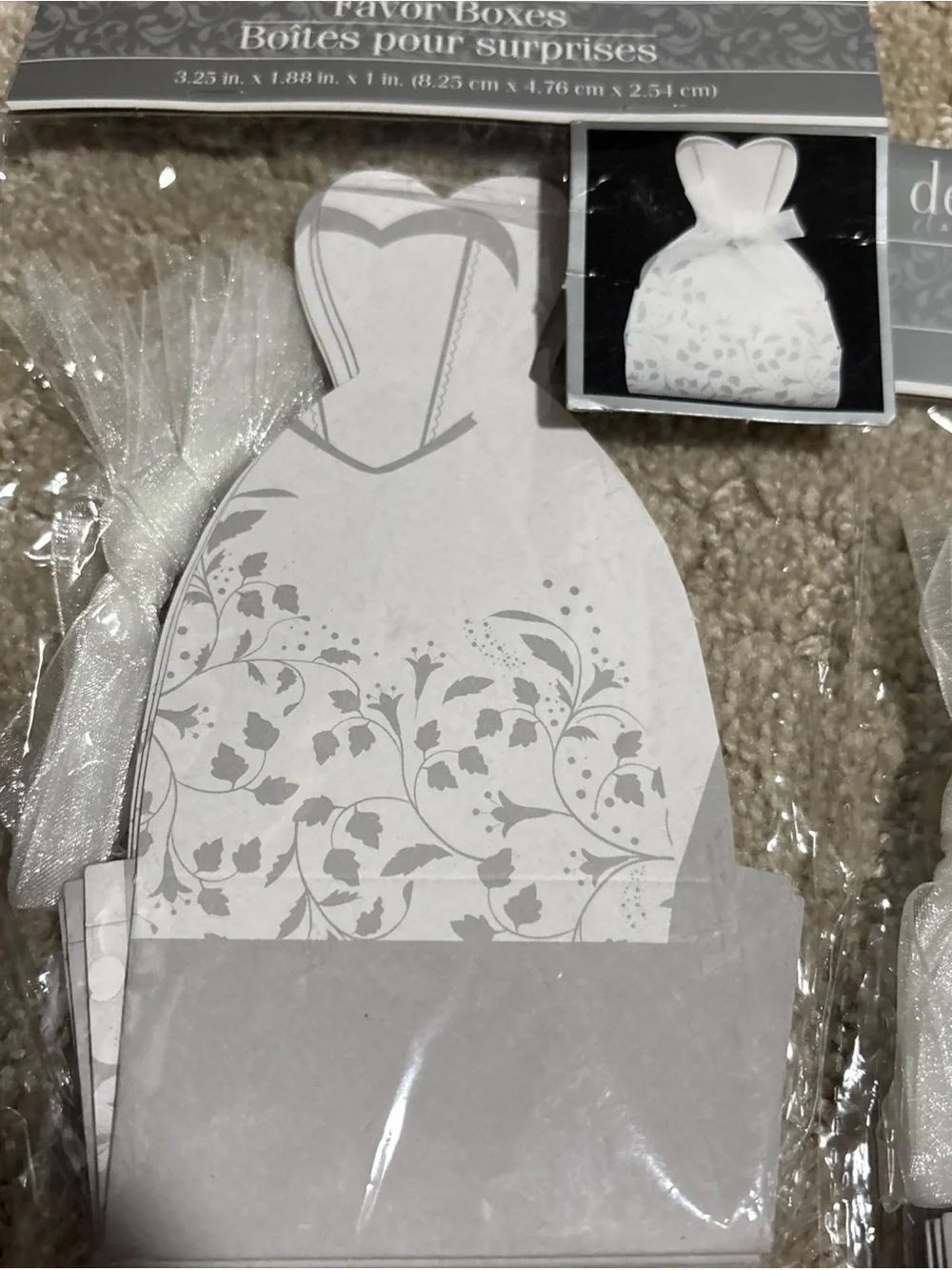 3 Packs Details & Accessories 10 Favor Boxes Gowns Weddings Bridesmaids Sealed